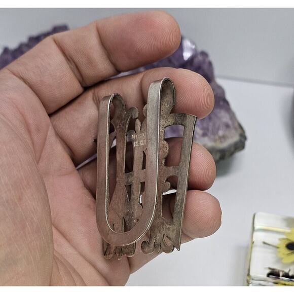 Antique 925 Mexico Money Clip - Initials EHW [Heavy Wear] - Picture 5 of 7